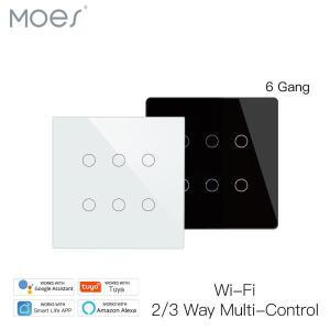 MOES  스마트 WiFi 6 갱 전등 스위치 Smart Life/Tuya App 2/3 Way Muilti-Control  는 Alexa Google Yande