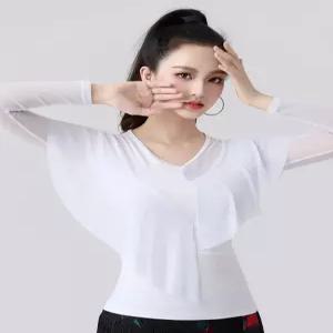 라틴댄스복 방송 라인 여성 사교 스포츠 상의 댄스옷
