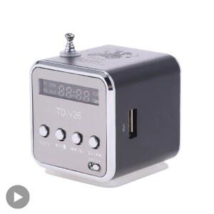 TD V26 휴대용 미니 블루투스 스피커 화면 FM 라디오 MP3 플레이어 노트북 전화용 TF 카드 지원