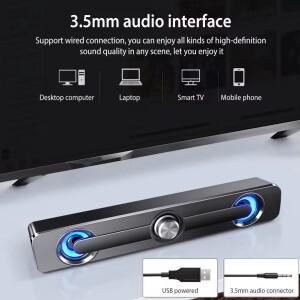 사운드 바 블루투스 USB 유선 스피커 바 스테레오 스피커 프로젝터 PC 노트북 전화 컴퓨터 3.5mm Aux 스피