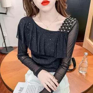 사교 스포츠 댄스복 방송 티셔츠 댄스상의 줌바 라틴 라인 연습 퓨어화이트 M
