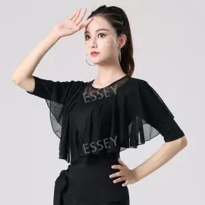 방송 여성 라틴 댄스복 라인 사교 공연복 댄스상의 줌바 스포츠