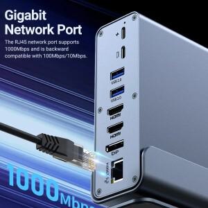 KEBIDUMEI 15-in-1 USB 도킹 스테이션 수직형 도킹 스테이션 TYPE-C to HDMI/DP 4K60Hz USB C to 1000Mbps