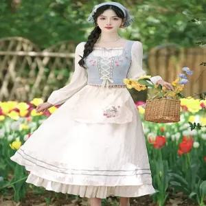 복고풍 원피스 알프스소녀 프리미엄 코스튬 경성 머리띠