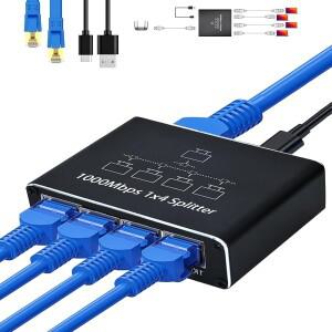 1000Mbps 이더넷 분배기 1 ~ 2/3/4 네트워크 확장 RJ45 LAN 인터넷 허브 PC 노트북 라우터 TV-박스 디지털