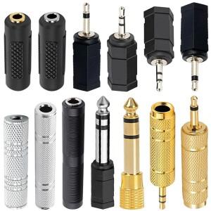 5pcs RCA 6.5mm 수 6.5mm 수 커넥터 스피커 용 6.35mm 3.5mm 스테레오 모노 오디오 잭 어댑터 변환기