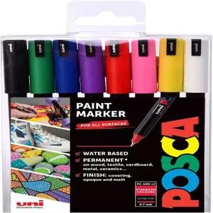 POSCA PC-1MR 영구 마커 페인트 펜 초미세 팁 목재 금속 종이 캔버스 유리 판지 직물 세라믹 암석 자갈
