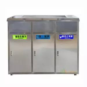 사각스텐휴지통 (상단모래함 내통포함) 3칸식(60L) WL-1263