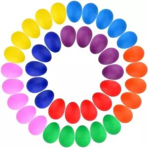 Augshy 40PCS 플라스틱 에그 셰이커 퍼커션 뮤지컬 마라카스 이스터 에그와 DIY 페인팅을 배우는 음악 보관