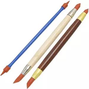 COMIART 3pcs 더블 헤드 클레이 컬러 셰이퍼 고무 팁 페인트 드로잉 블렌딩 브러시