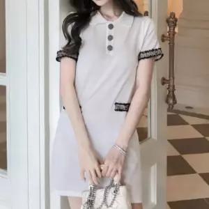 여성 큐티 이쁜 반팔 카라 숏 미니 원피스 치마 플리츠스커트 스커트