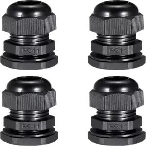 uxcell 4Pcs PG11 케이블 글랜드 방수 플라스틱 조인트 조절 가능한 로크넛 블랙 5mm-10mm 다이아 와이어용