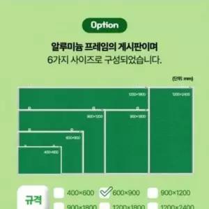[문구/오피스] 게시 패널 화이트 하이그린 무광 메모 칠판 전자보드 학교용 600x900