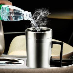 호환 12V 24V 커피/우유 보온 머그컵 300ML 겨울용 차량용 가열컵 스테인리스 스틸 가열 주전자 실내외용 액세서리