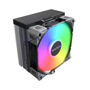 MONTECH NX400 ARGB - CPU 쿨러 싱글 타워 고급 히트 파이프 4개 52핀 싱크 E28 120mm FDB 정압 팬 두께