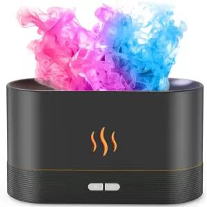 PISAY 에센셜 오일 디퓨저 불꽃 LED 조명이 있는 공기 - 7가지 색상 180mL 용량(8시간) 무소음 작동 자동