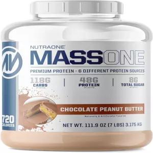 NutraOne 매스원 게인 단백질 파우더 식사 대용품 초콜릿 땅콩 버터 - 7파운드