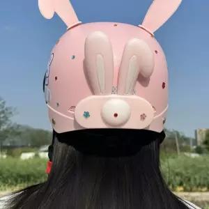 토끼 헬멧 여름 바이크 햇빛 차단 전동 스쿠터 여성용