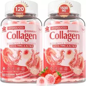 면역 소화를 위한 1500mg 단백질 타입 I II III V X 5000mcg 바이오틴 비타민 C A E D3 B6 B12가 함유된