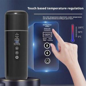 호환 12V/24V 차량용 가열컵 전기 주전자 스테인리스 스틸 스마트 온도 조절 LCD 디스플레이 여행용 커피 머그컵 워머