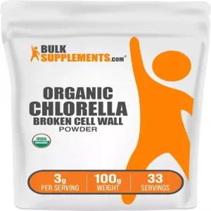BulkSupplements.com 클로렐라 파우더 - 깨진 세포벽 녹색 슈퍼푸드 보충제 텐 프리 1회 제공량 3g 100g
