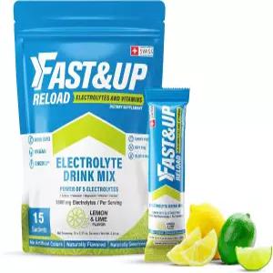 FAST UP 리로드 - 레몬 라임 상쾌한 전해질 음료 믹스 수분 파우더 패킷 1500mg 비타민 C B12 쉽게 열 수