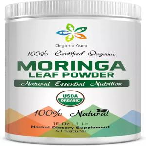 인증 모링가 잎 분말-1Lb USDA 100 순수하고 오리지널 자연적으로 에너지 신진대사 및 면역력을