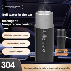 호환 전기차용 물 주전자, 12v/24v 휴대용 트럭용 보온병, 차, 커피, 우유용 온도 조절 기능이 있는 여행용 온수병