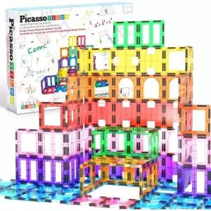 PicassoTiles 42PC 마그네틱 자식 타일 빌딩 블록 세트 STEM 학습 키트