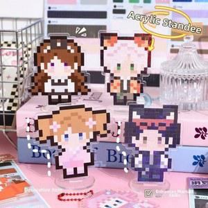 호환 귀여운 아크릴 펄러 비즈 스티커 펜던트 DIY 수제 픽셀 키체인 장식 펜던트 선물