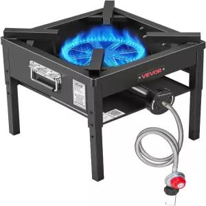 VEVOR 싱글 버너 야외 프로판 레인지 200000 BTU LPG 캠핑레인지 헤비 듀티 카본 스틸 쿠커 및 20 PSI