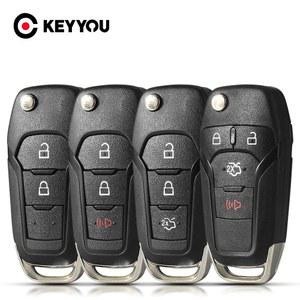 호환 KEYYOU 포드 F-150 F-250 F-350 Explorer Ranger KA Fiesta Mondeo 2/3 버튼 스마트 원격 자동차 키 케이스