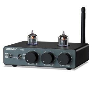 [미국배송] AIYIMA T1 PRO 튜브 프리앰프 진공 수신기 홈 오디오 프리앰프 HIFI 스테레오 앰프 및 전원 스피커용 RCA / BLUETOOTH & BASS TREBLE AUX 12V 트리거 신호 출력(T1 PRO)
