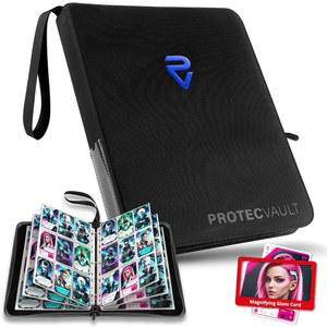 확대경이 있는 포켓몬 카드 바인더 900 포켓 - MTG 스포츠 카드용 트레이딩 보관 앨범 지퍼 3 링 프리미엄 블랙 홀더 정리함