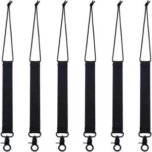 홉스프링 6Pcs 나일론 합금 스키 보드 스트랩 블랙 스노보드 바인딩 짧은 목줄 코드와 키 링 남녀용