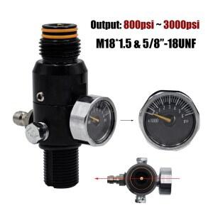 입력 800psi 출력 탱크 4500psi 3000ps 공기 밸브 어댑터 실린더 A 압축 병의 CO2 조절기 산소 질소