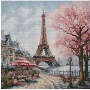 봄의 파리 에펠탑 풍경 크로스 스티치 키트 14카운티 다 200x248 36x48cm 코튼