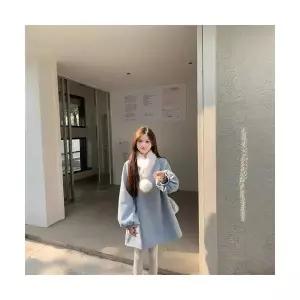 여자정장스커트 이른 봄 A라인 소매 모직 원피스+퍼 머플러 ible1