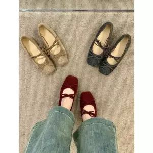 셉띠엠브레 빨강 빈티지 가을 여성스트랩힐 키높이 세무 펌프스 발레리나 메리제인슈즈 슈즈 UNO3