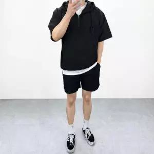 [하프클럽/] 남자 기획 아노락 후드반팔 밴딩 숏 반바지 바람막이 트레이닝