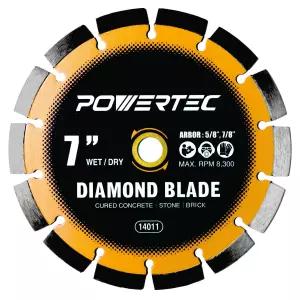 POWERTEC 7 습식 타일 톱용 용접 분할 다이아몬드 톱날 경화 콘크리트 절단용 블레이드 블록 벽돌 페이버