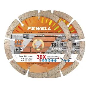 FEWELL 4 1/2인치 다이아몬드 콘크리트 톱날 앵글 그라인더 건식/습식 절단 석조 벽돌 블록 스톤 및 7/8
