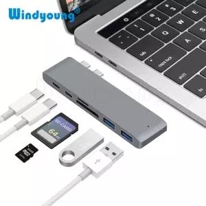 [호환] 6 In 1 USB C 허브 유형 어댑터 MacBook Pro/Air M1 M2 2021 2020 2019 2018 Thunderbolt 3 PD 3.0