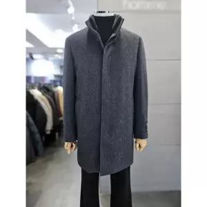 바쏘옴므 남자 차콜 울 캐시미어 혼방 밍크&래빗FUR 하프 코트 WSZ4CJ14