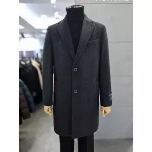 바쏘옴므 남자 캐시미어 100% 차콜그레이 체스터 코트 WSZ4CA08