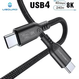 [호환] UGOURD USB 4 Thunderbolt 유형 c 케이블 40Gbps 240W 노트북 용 고속 충전 eGPU 전화 8K 60HZ UHD