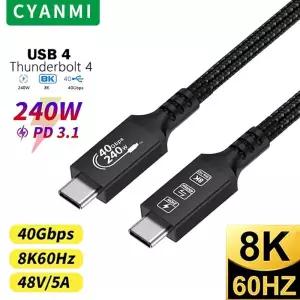 [호환] USB4 케이블 40Gbps Thunderbolt 4 유형 C 8K60Hz 240W 고속 충전 Thunderbolt3 USB C-USB  15 Pro