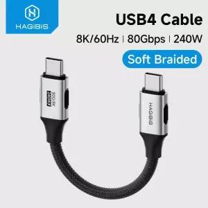 [호환] 하기비스 USB 4 케이블 C to 울트라 소프트 240W 80Gbps 고속 썬더볼트 4/5  17 파워뱅크 호환