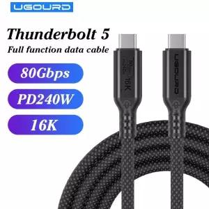 [호환] UGOURD Thunderbolt 5 케이블 유형 C 80Gbps USB4 Gen4 USB C-C 240W 충전 eGPU용 16K 호환 4/3 40G