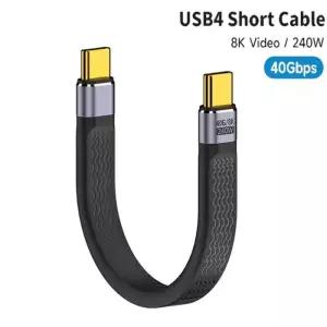 [호환] USB4 숏 케이블 40Gbps 데이터 전송 240W PD 고속 충전 썬더볼트 4/3 인터페이스 플랫 USB-C (노트